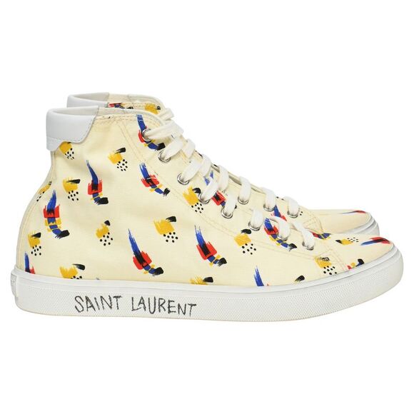 Saint Laurent Malibu Mid Top Sneakers in Multicolor Canvas